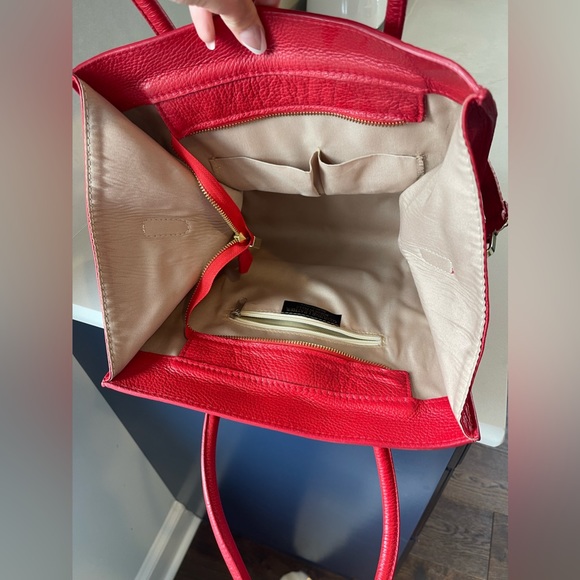 Borse in Pelle Made in Italy genuine leather tote. Red - Picture 2 of 16